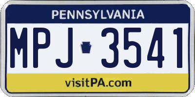 PA license plate MPJ3541