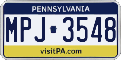 PA license plate MPJ3548