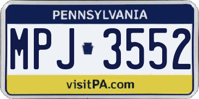 PA license plate MPJ3552