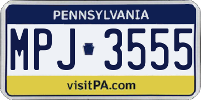 PA license plate MPJ3555