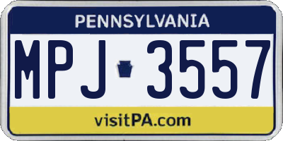 PA license plate MPJ3557