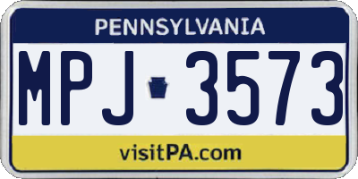 PA license plate MPJ3573