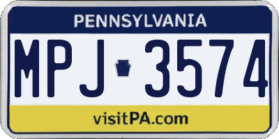 PA license plate MPJ3574