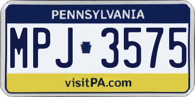 PA license plate MPJ3575