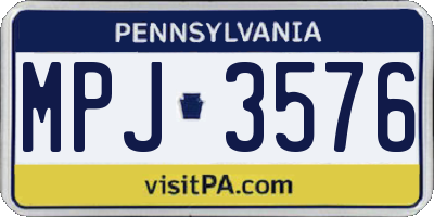 PA license plate MPJ3576