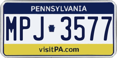 PA license plate MPJ3577