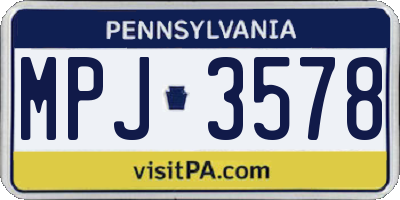 PA license plate MPJ3578