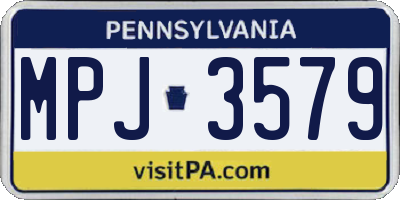 PA license plate MPJ3579