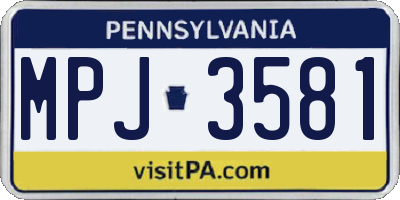 PA license plate MPJ3581