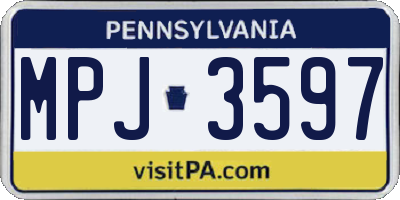 PA license plate MPJ3597