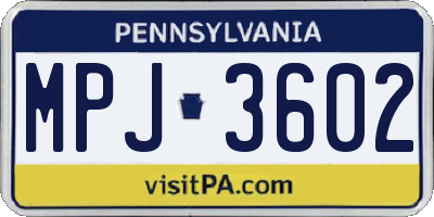 PA license plate MPJ3602