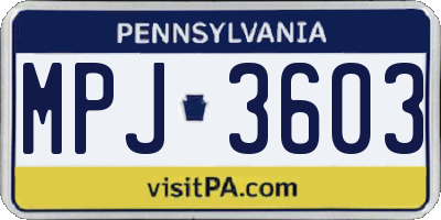 PA license plate MPJ3603