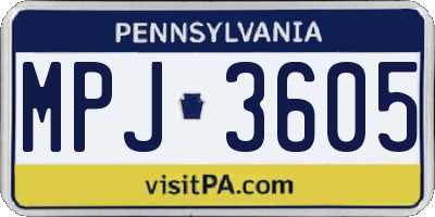 PA license plate MPJ3605