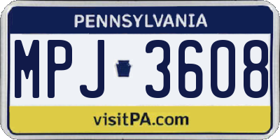 PA license plate MPJ3608