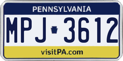 PA license plate MPJ3612