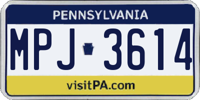 PA license plate MPJ3614