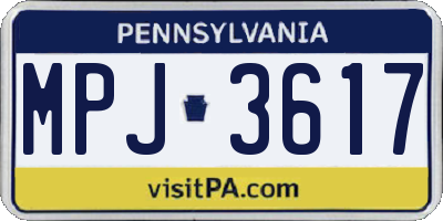 PA license plate MPJ3617