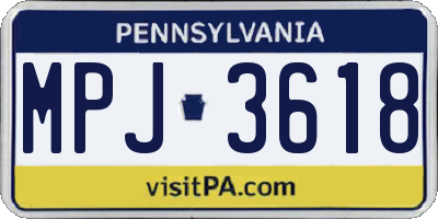 PA license plate MPJ3618