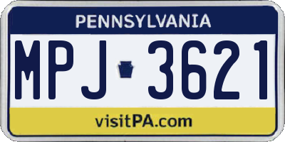 PA license plate MPJ3621