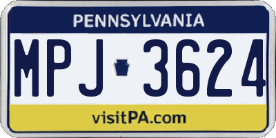 PA license plate MPJ3624