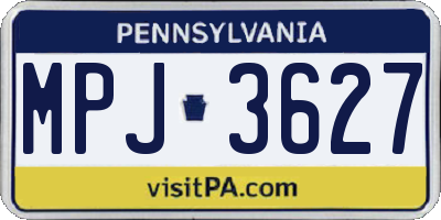 PA license plate MPJ3627