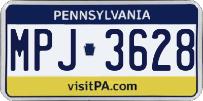 PA license plate MPJ3628
