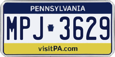 PA license plate MPJ3629