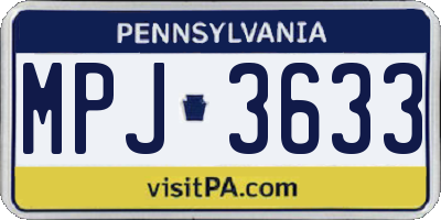 PA license plate MPJ3633