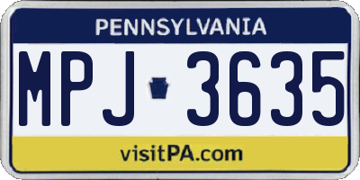 PA license plate MPJ3635