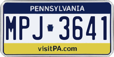 PA license plate MPJ3641