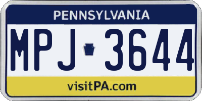 PA license plate MPJ3644
