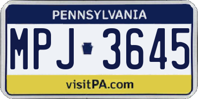 PA license plate MPJ3645