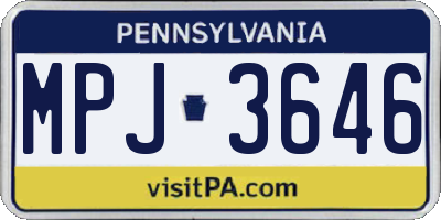 PA license plate MPJ3646