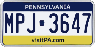 PA license plate MPJ3647