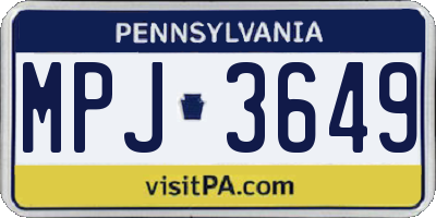 PA license plate MPJ3649