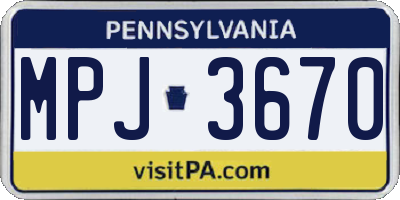 PA license plate MPJ3670
