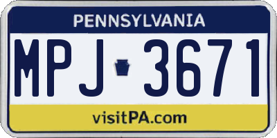 PA license plate MPJ3671