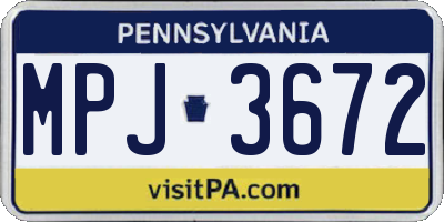 PA license plate MPJ3672