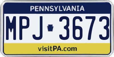 PA license plate MPJ3673