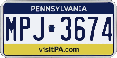 PA license plate MPJ3674