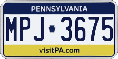 PA license plate MPJ3675
