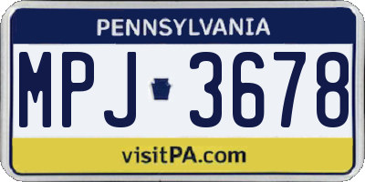 PA license plate MPJ3678