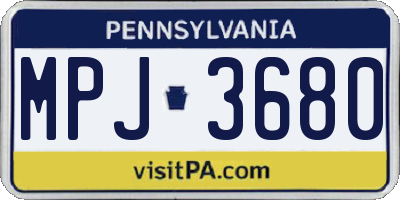 PA license plate MPJ3680