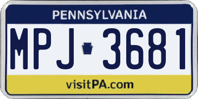 PA license plate MPJ3681