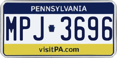 PA license plate MPJ3696