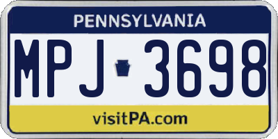 PA license plate MPJ3698