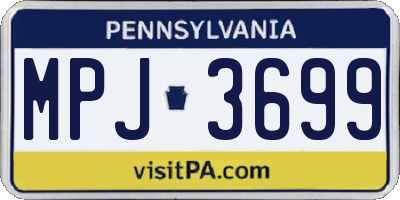 PA license plate MPJ3699