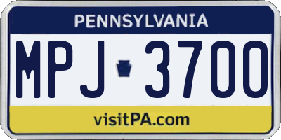 PA license plate MPJ3700