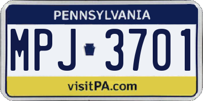 PA license plate MPJ3701
