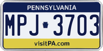 PA license plate MPJ3703